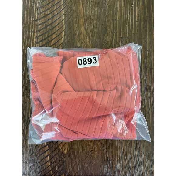 Kona Sol One Piece Swimsuit Women XL Orange Ribbed Ring Front V Neck Summer Swim - Picture 10 of 10